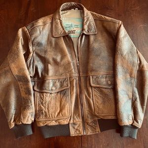 Vintage Leather Bomber Flight Jacket